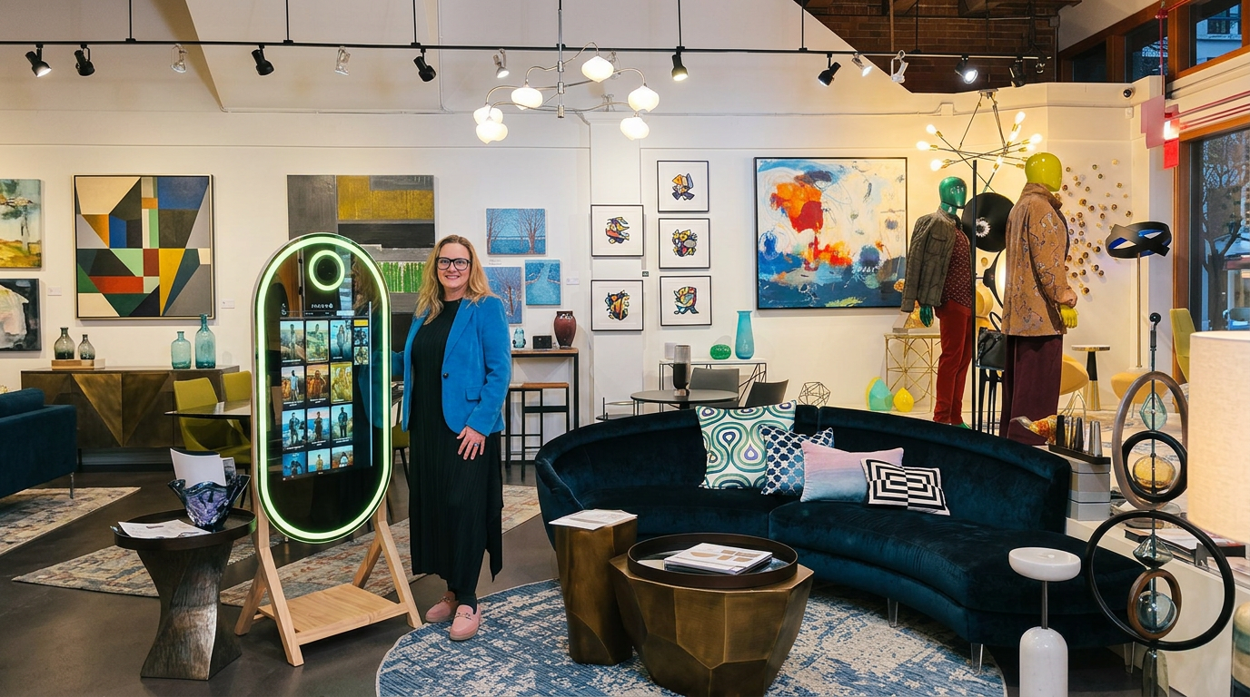 Tanya Friberg with GLAS™ AI Mirror at The Finerie, Seattle