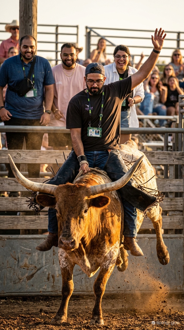 Riding a Texas Longhorn